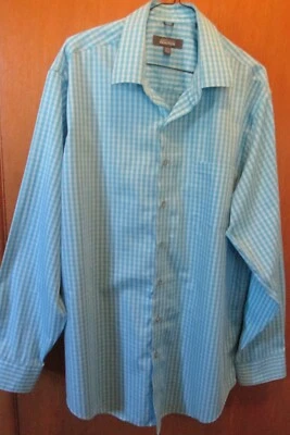 Cuello para hombre Kenneth Cole Reaction Turq. Camisa a cuadros Reg. talla fit. XL-17,5X36-37 Foto 1 de 4