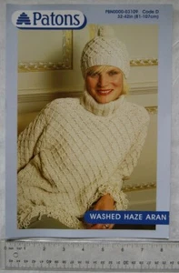 2004 Patons 03109 polo neck sweater and hat, aran - Picture 1 of 1