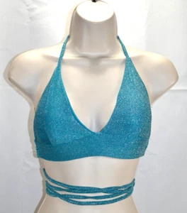 Vestidos Teal & Silver Bikini Style Top Pullover & Tie Wrap Waist SIze M NWOT - Picture 1 of 3