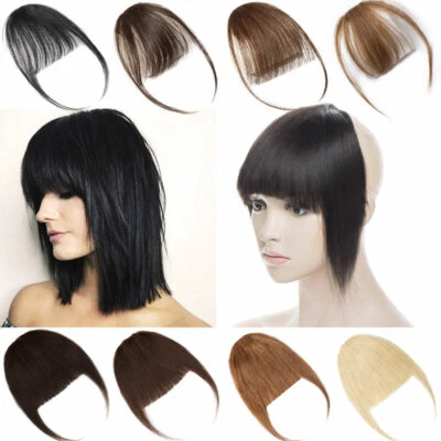 Dünn Ordentlich Luft Pony 100% Remy Echthaar Extensions Clip In Bangs Dick Neat - Bild 1 von 4