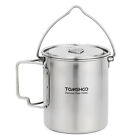 750ml Stainless Steel Pot Portable  Mug Cup with Lid and Foldable Q7J2