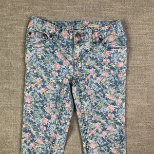 Ralph Lauren Denim Jeans Girls 8 24 Multicolor Floral Bowery Skinny Low Rise - Picture 1 of 13