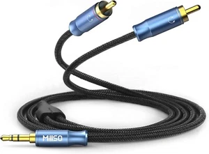 2.4m (8ft) 3.5mm Aux A 2 Macho Rca Phono Enchufe Oro Chapado Estéreo Audio Cable - Imagen 1 de 9