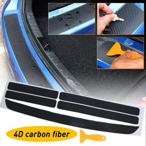 5x Carbon Fiber Look Car Door Scuff Sill Cover Panel Step Protectors Accessories - Foto 1 di 15
