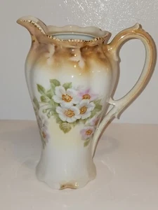 GERMAN Vintage Antique PORCELAIN Handpainted FLORAL DESIGN PITCHER Made GERMANY  - Picture 1 of 15