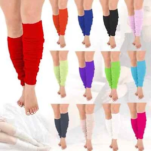 Ladies Plain Leg Warmers, Girls 80s Neon Dance Party Retro Ankle Footless Socks. - Picture 1 of 11