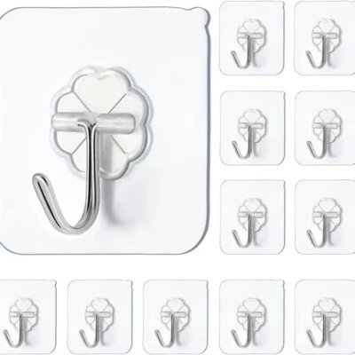 Strong Self Adhesive Hook Sticky Hooks Heavy Duty Wall Seamless Stick on 1~100 - Image 1 of 4