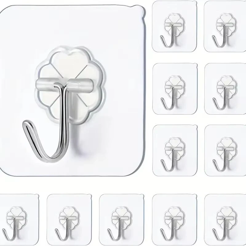 Strong Self Adhesive Hook Sticky Hooks Heavy Duty Wall Seamless Stick on 1~100 - Image 1 of 4