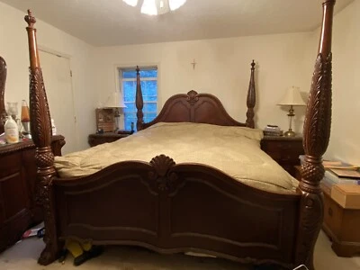 Ashley Furniture 5 Piece - 4 Poster, Solid Wood, California King Bedroom Set - Image 1 of 4