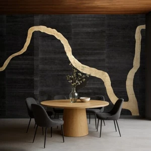 Phillip Jeffries | Adorn Wallcovering, Rich Black with Gold - Picture 1 of 1