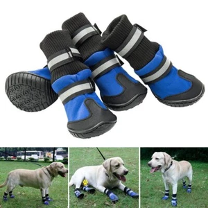 4PCS Anti Slip Dog Snow Boot Protective Shoe Pet Rain Booties Socks Warm S/M/LXL - Picture 1 of 12