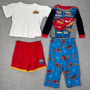 Disney Store Cars Size 2T Lightning McQueen Lot 4 Pajamas T-shirt Shorts Kachow - Picture 1 of 13