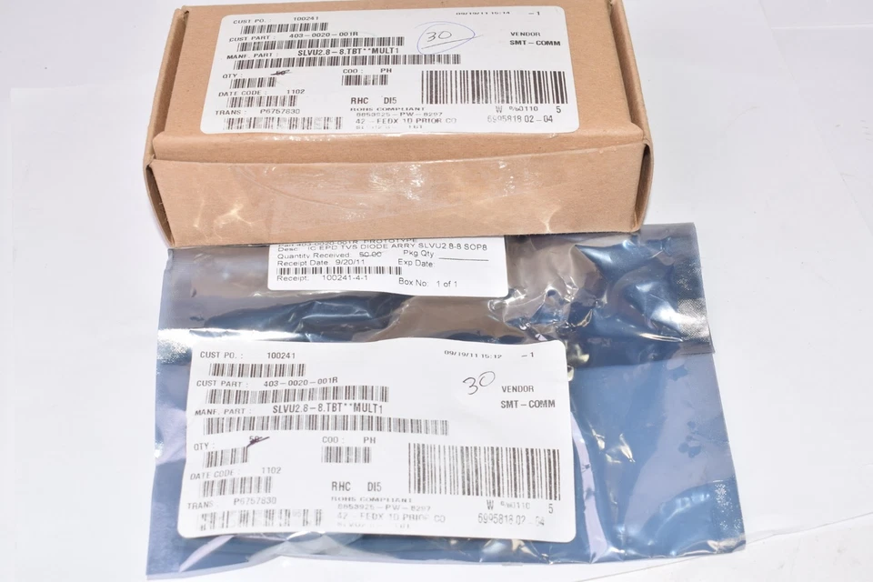 Lot of 30 NEW Semtech SLVU2.8-8.TBT ESD Suppressors / TVS Diodes TVS, 2.8V, LOW  - Image 1 of 4