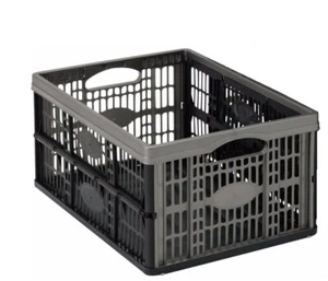 32L Collapsible Heavy-Duty Plastic Storage Crate Foldable Boxes With Handles - Picture 1 of 6