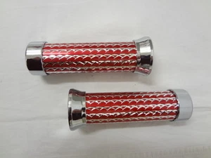 Puños Apretones Moto Scooter Atv Enduro Honda Yamaha Cromo Rojo Cromado Red - Imagen 1 de 1