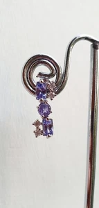 Sterling Silver 925 Natural Tanzanite Earrings (18K White Gold-Plated) NEW - Picture 1 of 6