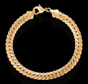 18k Gold Karat Armkette 6MM Panzerkette Armband Herren Damen fein vergoldet edel - Bild 1 von 8