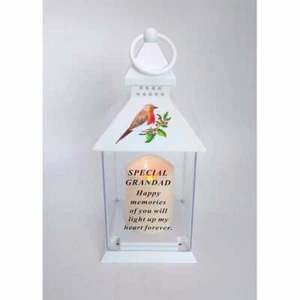 Waterproof Robin Memorial Graveside Lantern With LED Candle Grandad DF19158-A - Picture 1 of 1