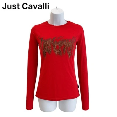 Camisa manga larga Just Cavalli roja con gráfico de leopardo talla 42 Foto 1 de 4