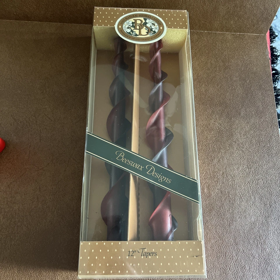 Beeswax Designs Candles 12" Swirled Taper  In Box - Image 1 of 4