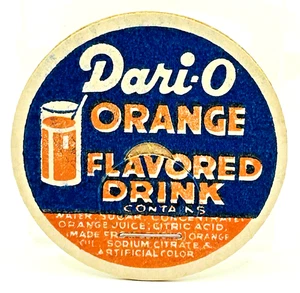 Vintage DARI-O Getränkedeckel mit Orangengeschmack ELKHART IN Dairy Service Company Ephemera - Bild 1 von 3
