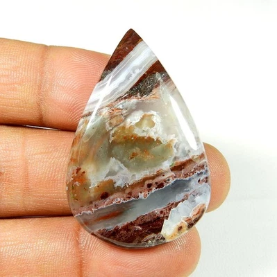 Cabujón de calcedonia aguamarina piedra preciosa marrón verde natural 51 quilates #11652 Foto 1 de 4