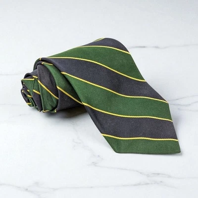 Corbata de seda de lujo Abercrombie & Fitch a rayas azules y verdes preppy para hombre Foto 1 de 4