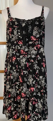 Junior’s Floral A-Line Dress 2XL Black Sleeveless Whimsigoth Cottage Romantic - Image 1 of 4