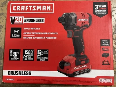 BRAND NEW Craftsman 20V Brushless 1/4" Impact Driver Kit Model #CMCF810C1 - Image 1 of 4