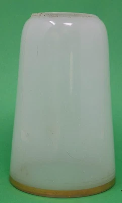 VTG 1950s Glass Light Lamp Shade Pendant White & Gold Rim 2" Fitter 4-7/8" Tall - Image 1 of 4