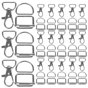 Gancho de resorte giratorio 25 piezas hebilla en D metal anillos en D bolsa de remaches - Imagen 1 de 12
