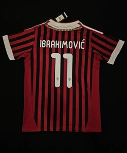 New 2011/12 AC Milan Zlatan Ibrahimovic Kit Shirt Jersey Soccer L AND XL - Picture 1 of 9