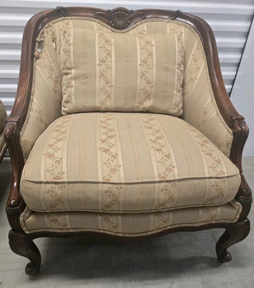 Vintage French Country Provincial Style Clayton Marcus Bergere Chair CAN SHIP - Image 1 of 4