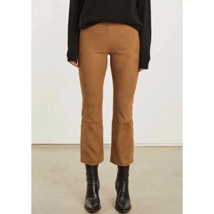 TUCKERNUCK SPRWMN Suede Crop Flare Legging in Dark Cognac NWT Size Medium - Picture 1 of 7