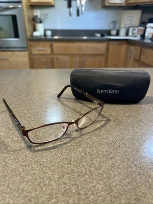 Karen Kane Wood Rose Eyeglasses Frame Women's Mocha Brown Full Rim 53-16-135 - Image 1 of 4