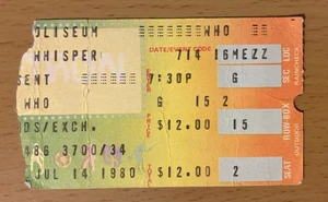 1980 THE WHO / WHO ARE YOU TOUR HAMPTON VA 7/14 KONZERT TICKET STUB TOMMY - Bild 1 von 3