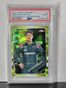 Sebastian Vettel PSA 9 Topps Chrome F1 #7 Sapphire Chartreuse Parallel /199 - Bild 1 von 2