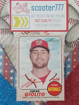 2017 Topps Heritage ~⭐ЛУКАС ДЖОЛИТО⭐《КРАСНЫЕ ЧЕРНИЛА ✒ АВТО》#/68~NATIONALS/ '25 RED SOX - Изображение 1 из 2