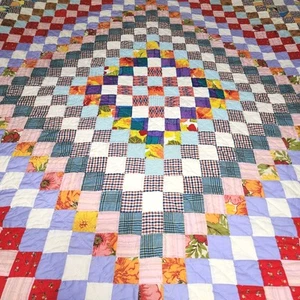 Vtg Square/Diamond Hand Stitch Quilt. 1930S/40S Handcrafted In The USA 68 X 78. - Picture 1 of 15