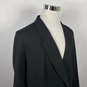 NWT H&M Size XL Double Breasted Blazer All Black Recycled Polyester Blend - Picture 1 of 5