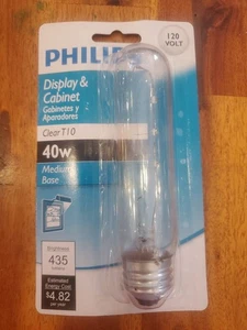 1 Philips 40W T10 Clear Medium Base Bulbs - Picture 1 of 2