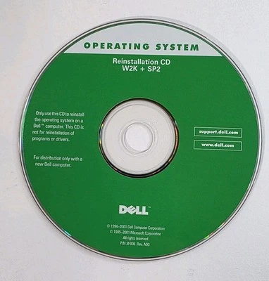 Microsoft Windows 2000 W2K+ Service Pack 2 SP2 DELL Reinstallation CD Disk - Image 1 of 3