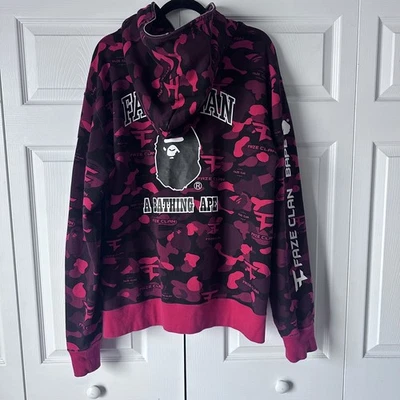 BAPE × FaZe Clan Collaboration Full Zip Hoodie Red Camouflage - 2XL - Image 1 of 4