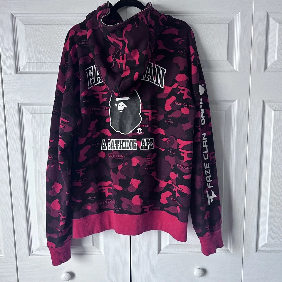 BAPE × FaZe Clan Collaboration Full Zip Hoodie Red Camouflage - 2XL - Image 1 of 4