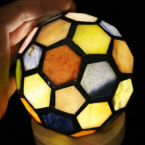Modern LED light football shape usb charger natural crystal gemstone table lamp