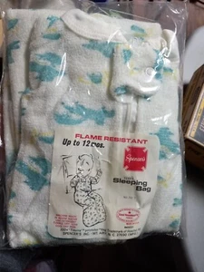 Vintage Baby Terry Sleeping Bag 100% trivera RN16221 spencers lambs zip/snap NEW - Picture 1 of 13
