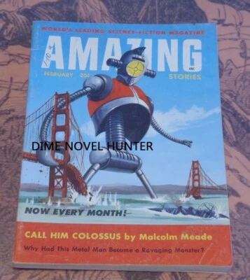 VG AMAZING STORIES FEBRUARY 1956 PULP MAGAZINE ZIFF-DAVIS PUBLICATIONS - Image 1 of 2