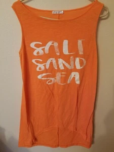 Ekouaer womens M orange says salt sand sea hi low tank sleeveless 34 L 21 acro - Picture 1 of 12