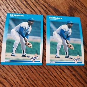 LOTE de 2 ERROR (defecto de impresión) 1987 Fleer #445 Bill Madlock Dodgers casi nuevo-como nuevo - Imagen 1 de 5