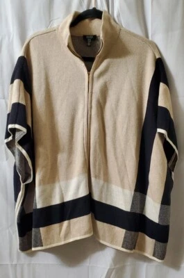 Mujer Talla S/M Jones New York Capa Chaqueta Cremalleras Tostado Negro Beige Clásico Foto 1 de 4